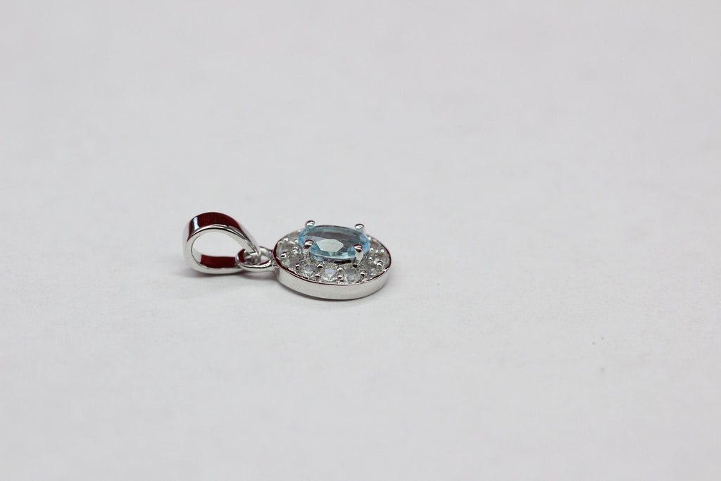 Edler 0,8 Carat Blautopas weisstopas Anhänger 925 Silber Edelstein