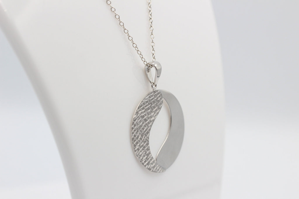 Anhänger rund 925 Sterling Silber rhodiniert mattiert Collier Kette Top Edel