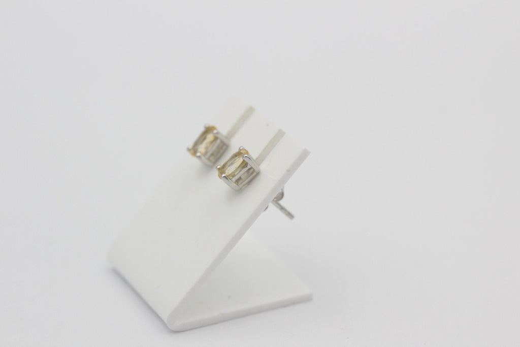 Edle 1,0 Cara Citrin Ohrstecker 925 Silber Ohrring Ohrschmuck gelber Edelstein