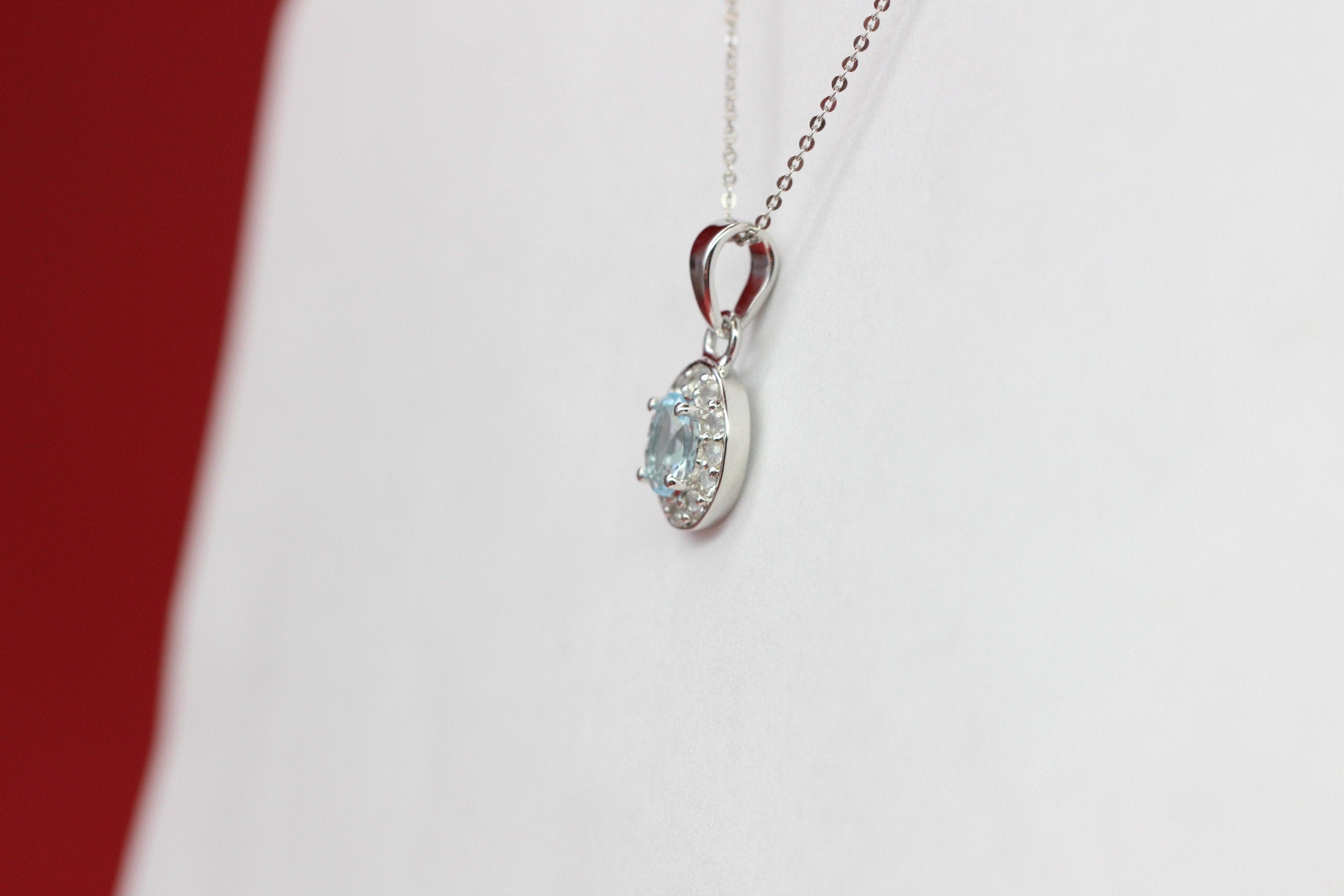 Edler 0,8 Carat Blautopas weisstopas Anhänger 925 Silber Edelstein