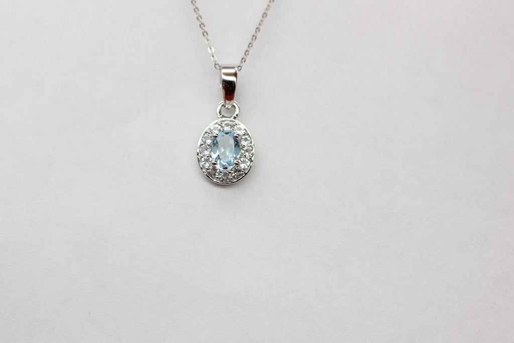 Edler 0,8 Carat Blautopas weisstopas Anhänger 925 Silber Edelstein