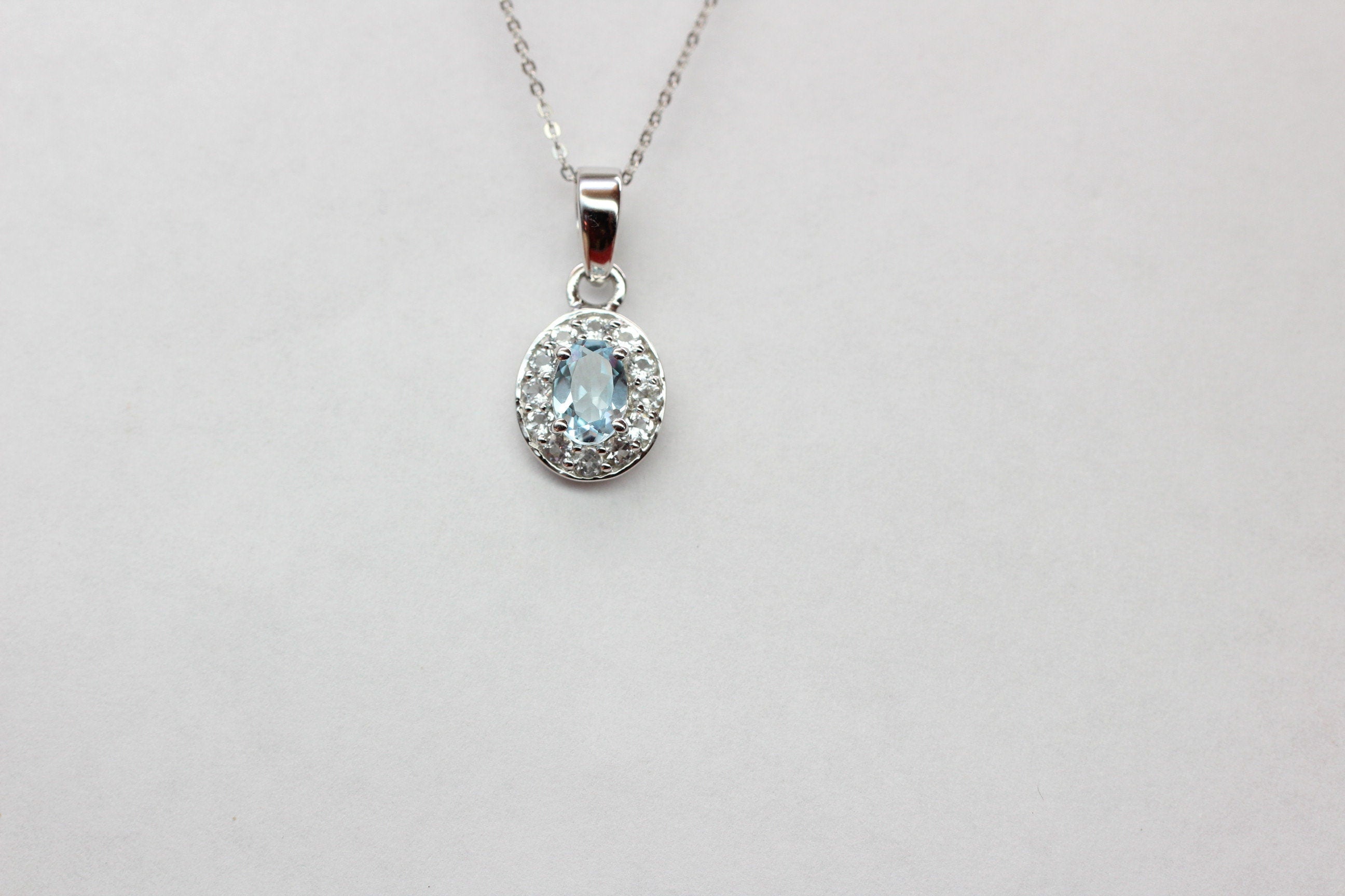 Edler 0,8 Carat Blautopas weisstopas Anhänger 925 Silber Edelstein