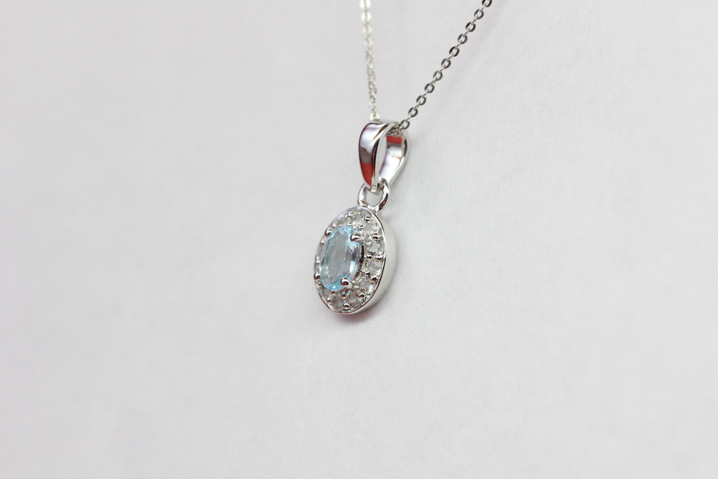 Edler 0,8 Carat Blautopas weisstopas Anhänger 925 Silber Edelstein