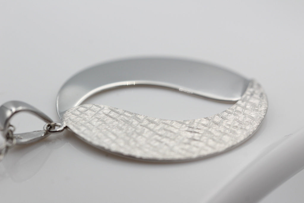Anhänger rund 925 Sterling Silber rhodiniert mattiert Collier Kette Top Edel