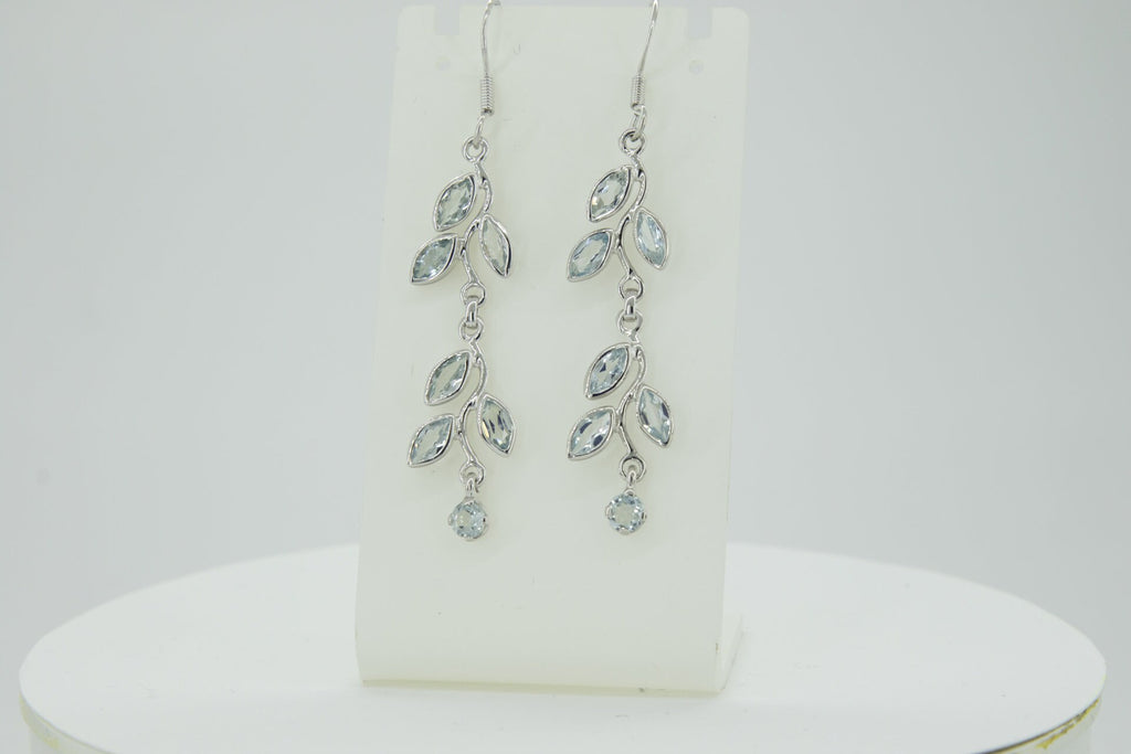 Edle florale 3,6 Carat Blautopas Ohrhanger 928 Silber romantische Ohrhanger