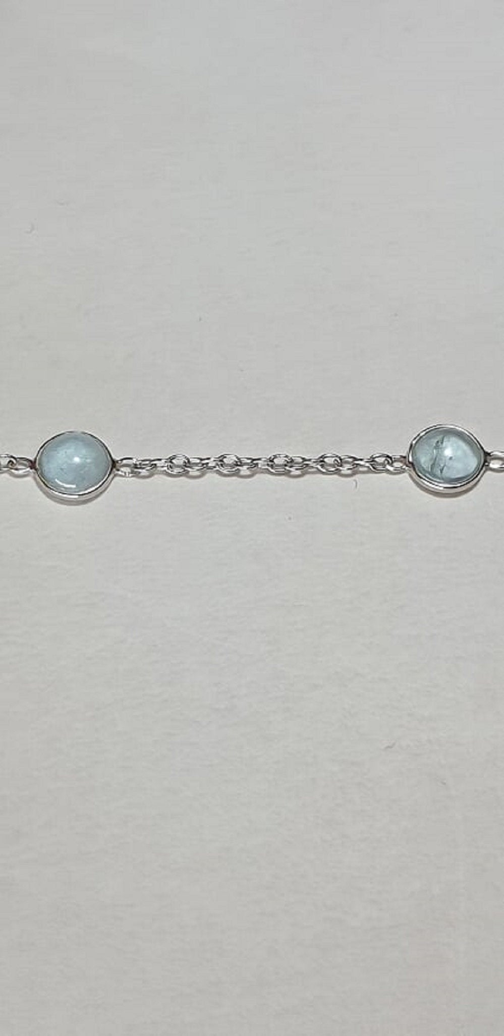 6,8 Carat Blautopas Cabochon Armband 925 Silber himmelblauesTopas Armband