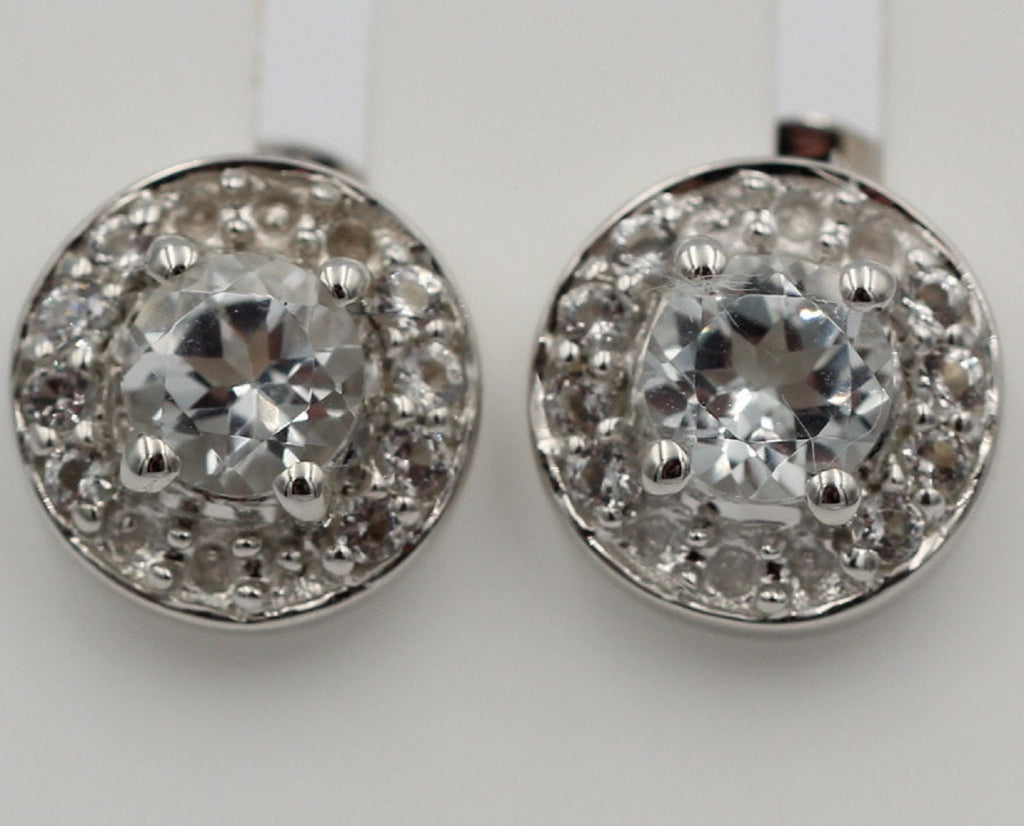 Edler 1,35  Carat Weißtopas OHrstecker 925 Silber Ohrschmuck Edelstein Schmuck