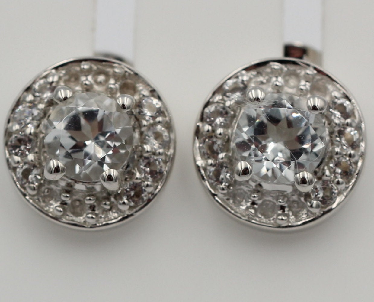Edler 1,35  Carat Weißtopas OHrstecker 925 Silber Ohrschmuck Edelstein Schmuck