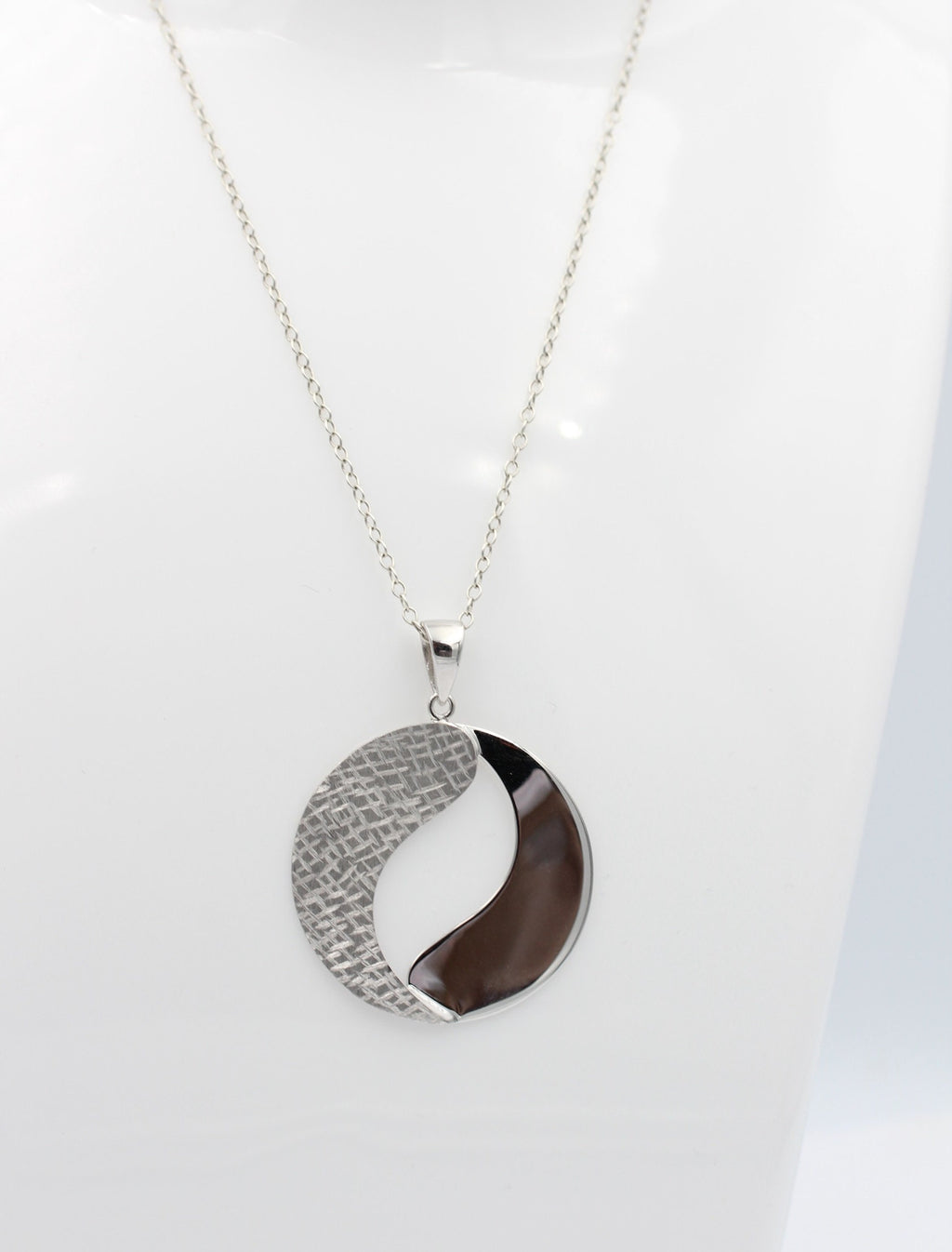Anhänger rund 925 Sterling Silber rhodiniert mattiert Collier Kette Top Edel