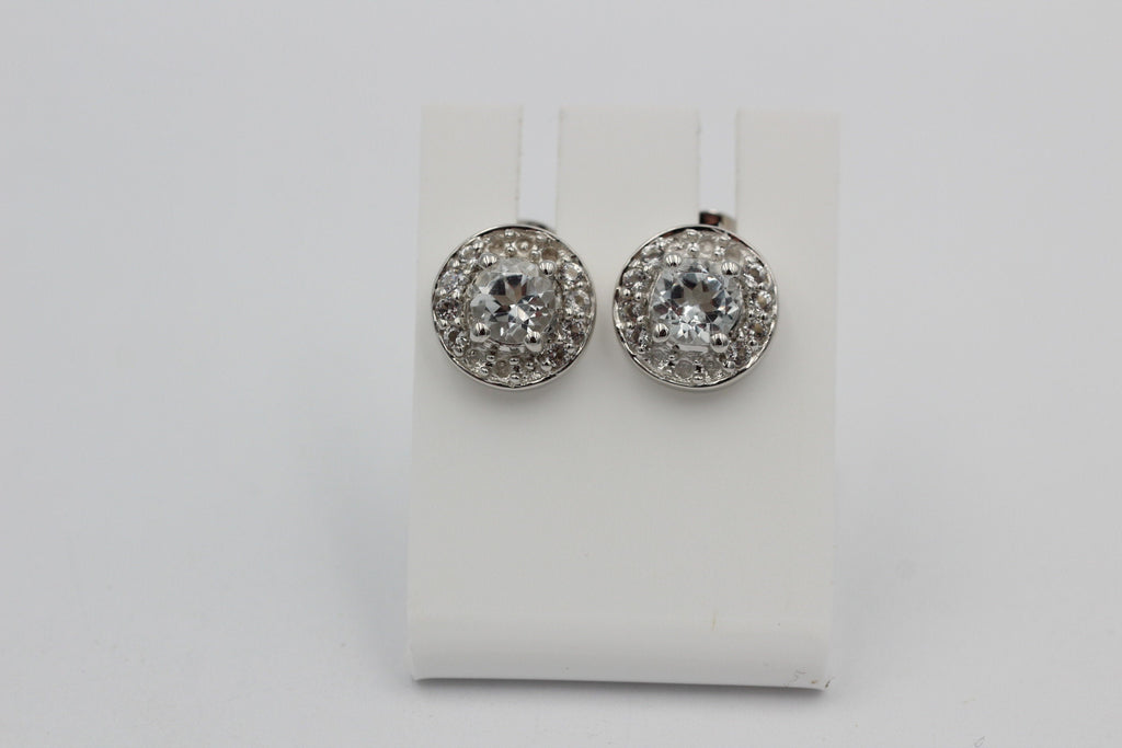 Edler 1,35  Carat Weißtopas OHrstecker 925 Silber Ohrschmuck Edelstein Schmuck