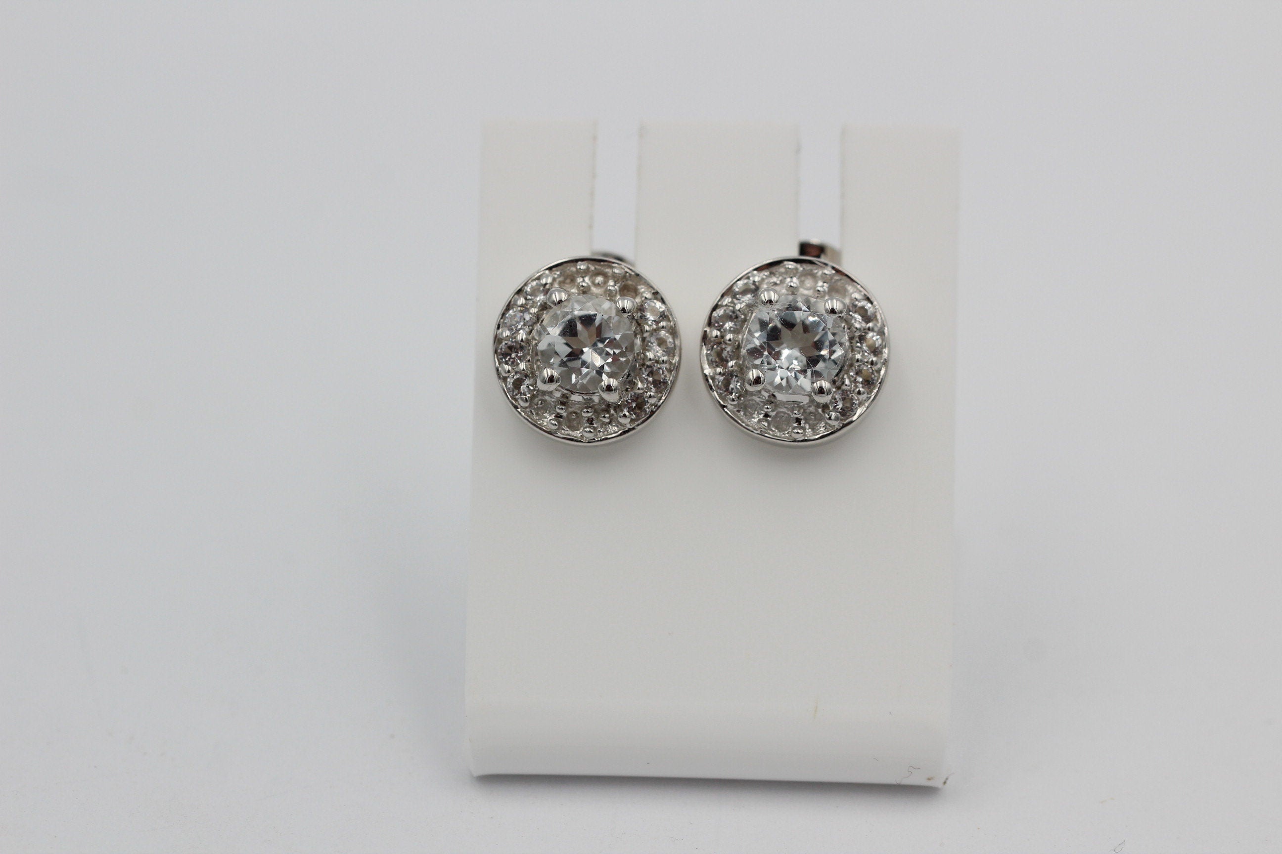 Edler 1,35  Carat Weißtopas OHrstecker 925 Silber Ohrschmuck Edelstein Schmuck