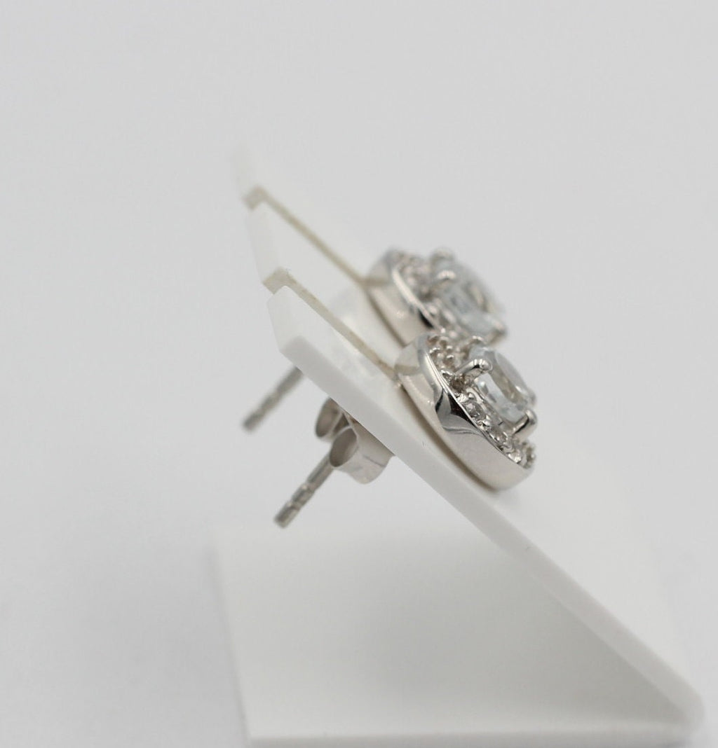 Edler 1,35  Carat Weißtopas OHrstecker 925 Silber Ohrschmuck Edelstein Schmuck