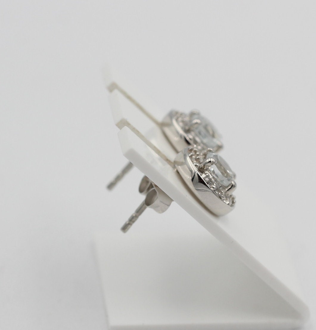 Edler 1,35  Carat Weißtopas OHrstecker 925 Silber Ohrschmuck Edelstein Schmuck