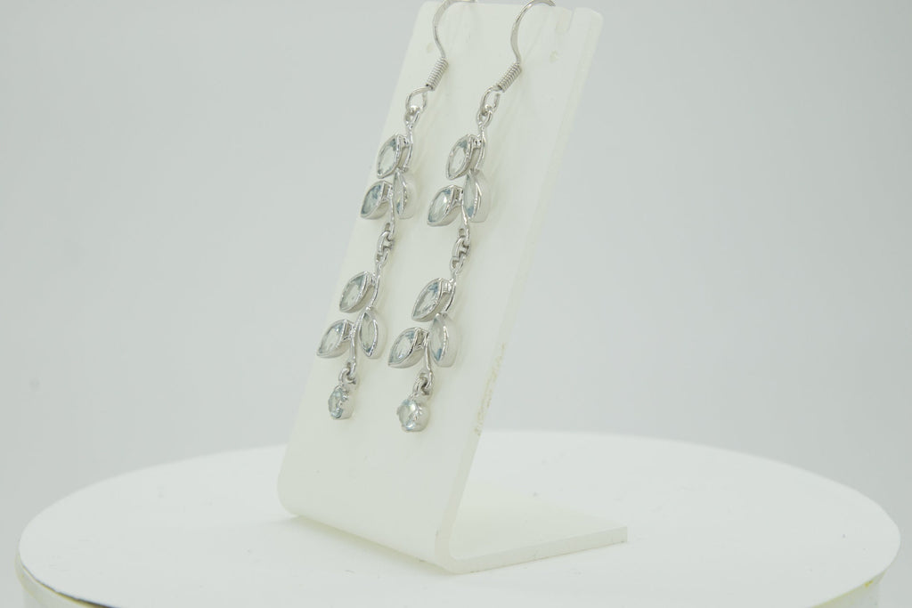 Edle florale 3,6 Carat Blautopas Ohrhanger 928 Silber romantische Ohrhanger