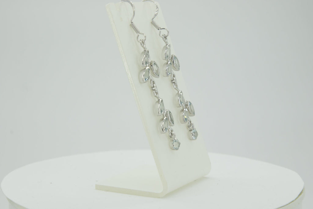 Edle florale 3,6 Carat Blautopas Ohrhanger 928 Silber romantische Ohrhanger