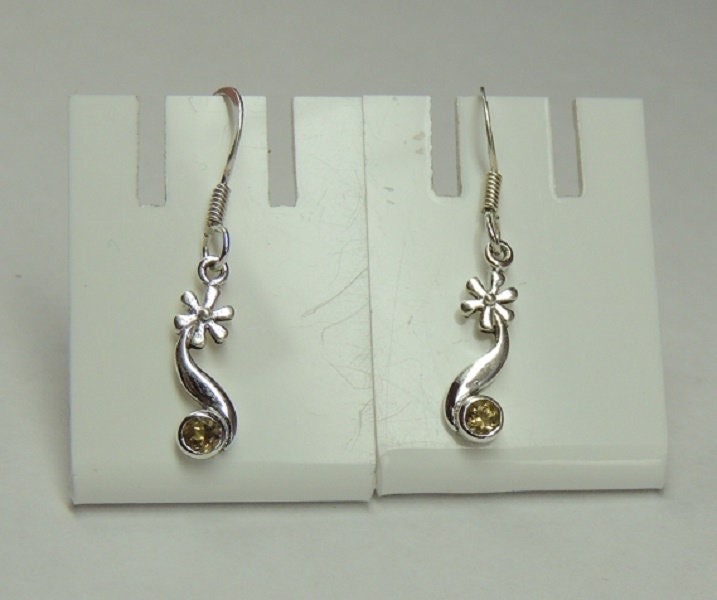Edle 0,18 Carat gelbe Citrin Ohrhaken 925 Silber Ohrschmuck Ohrring gelber Edelstein