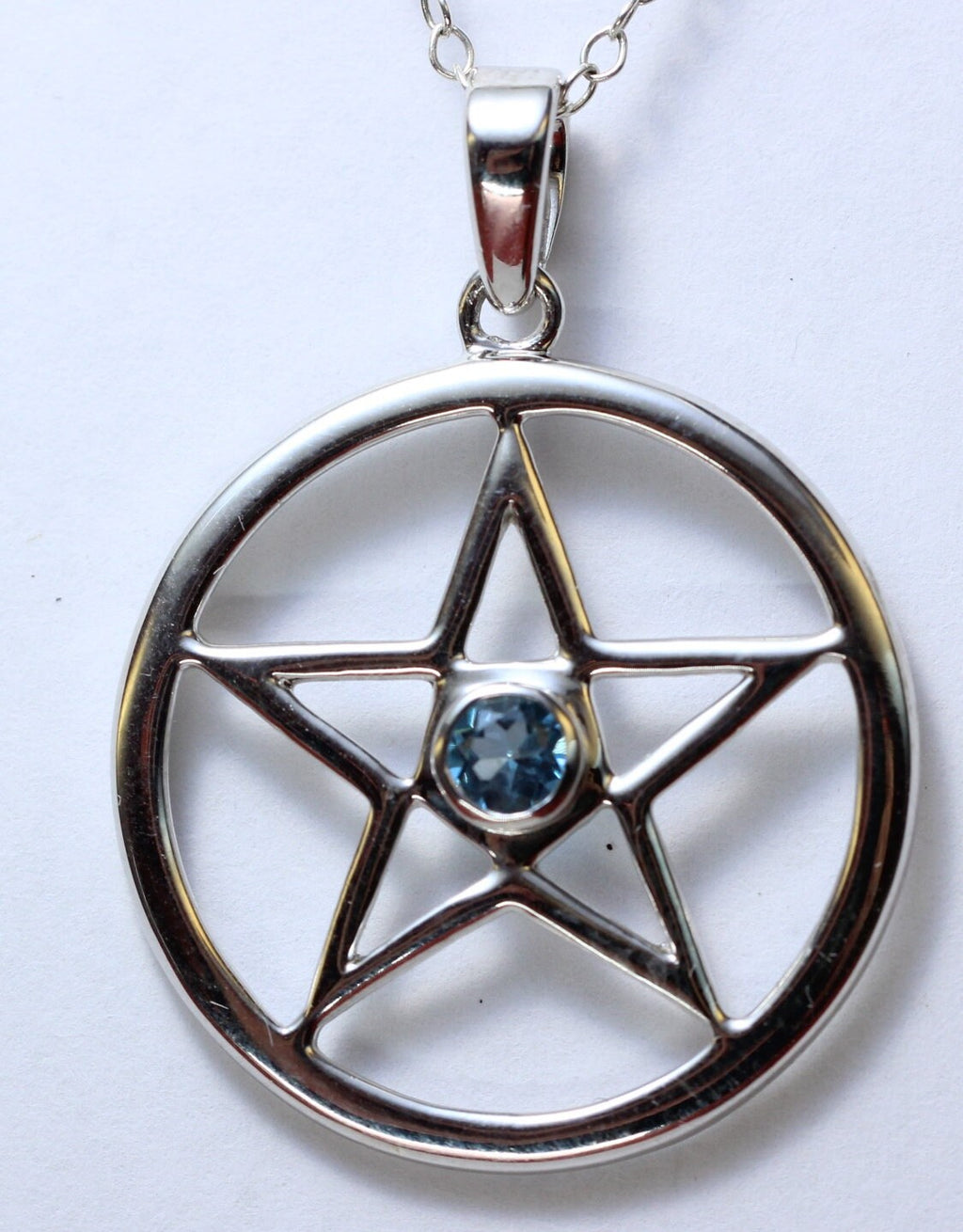 Edler 0,22 Carat Blautopas Stern Anhanger 925 Silber Collier sky blue Topas