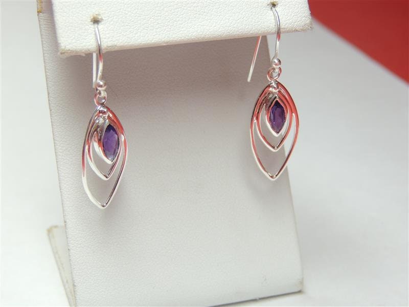 Edle 1,7 Carat Amethyst Ohrhanger 925 Silber Ohrschmuck violetter Edelstein Top