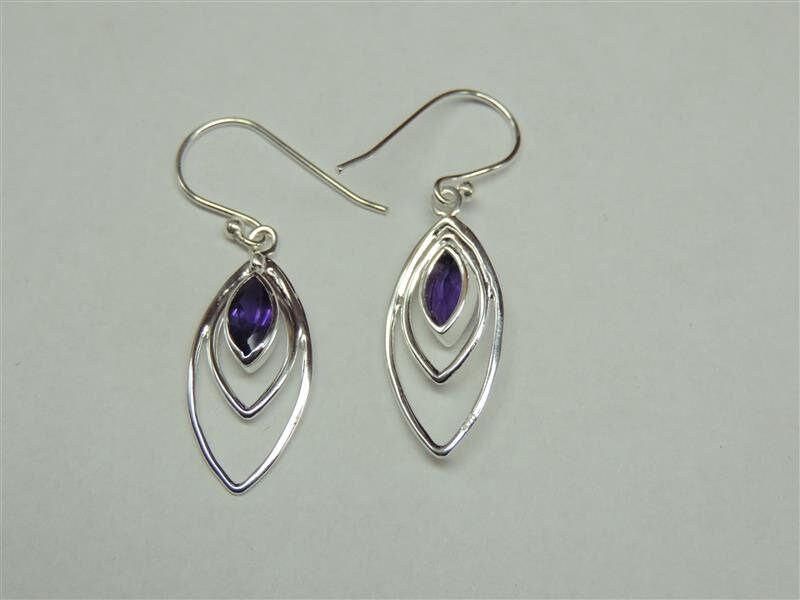 Edle 1,7 Carat Amethyst Ohrhanger 925 Silber Ohrschmuck violetter Edelstein Top