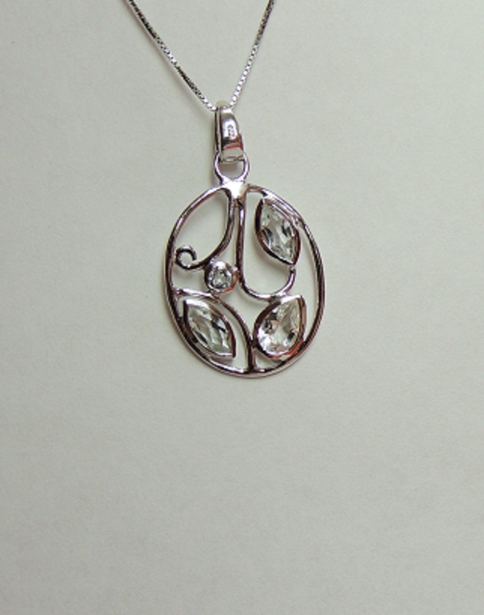 Edler 1,90 Carat weisstopas Anhanger Collier Kette weisser Topas Edelstein.925 Silber
