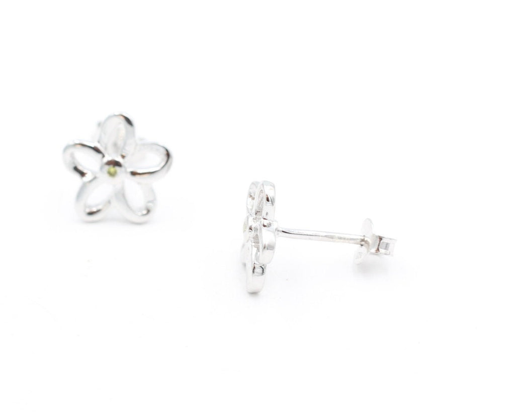 0,02 Carat gelber Diamant Blumen Ohrstecker 925 Silber G- H / I2-I3 Top Edel
