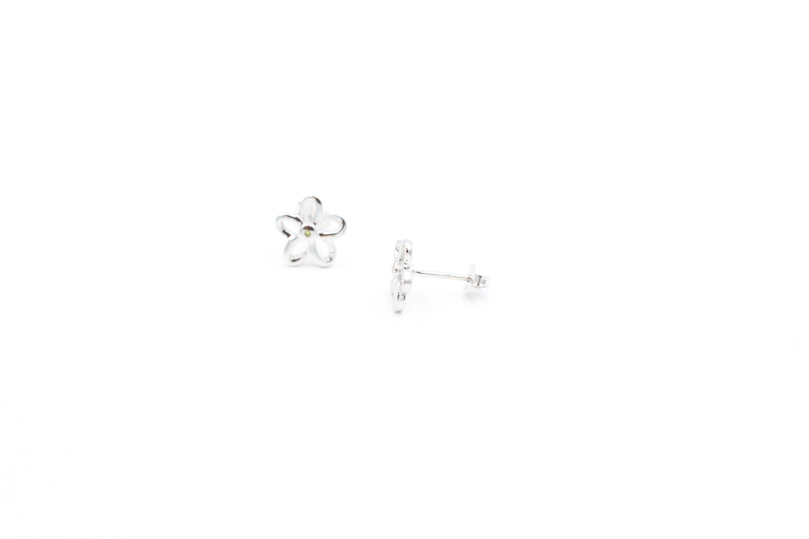 0,02 Carat gelber Diamant Blumen Ohrstecker 925 Silber G- H / I2-I3 Top Edel