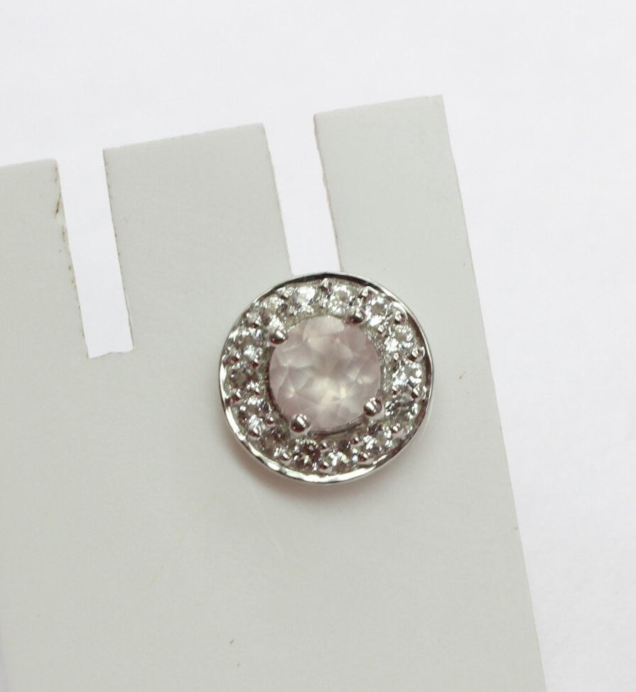 Edler 1,05 Carat Rosenquarz weisstopas Ohrstecker 925 Silber Ohrring weisser Topas