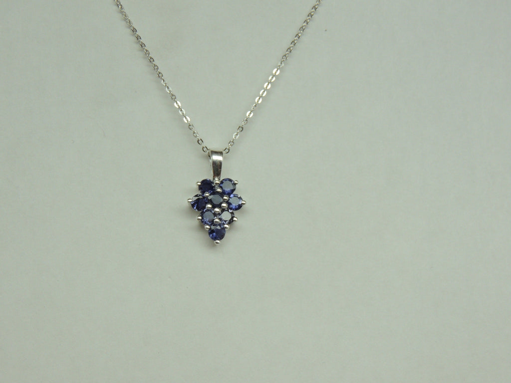 Edler 0,8 Carat Iolith Anhanger 925 Silber Collier Kette Wassersaphir Luchssaphir