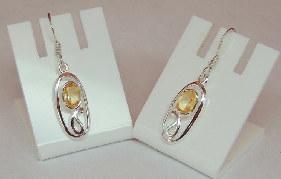 Edle 0,8 Carat echte Citrin Ohrhanger 925 Silber Ohrschmuck Ohrring Edelstienschmuck
