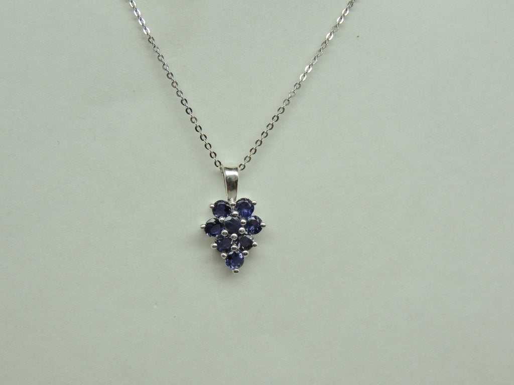 Edler 0,8 Carat Iolith Anhanger 925 Silber Collier Kette Wassersaphir Luchssaphir