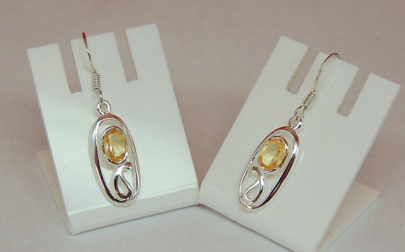 Edle 0,8 Carat echte Citrin Ohrhanger 925 Silber Ohrschmuck Ohrring Edelstienschmuck