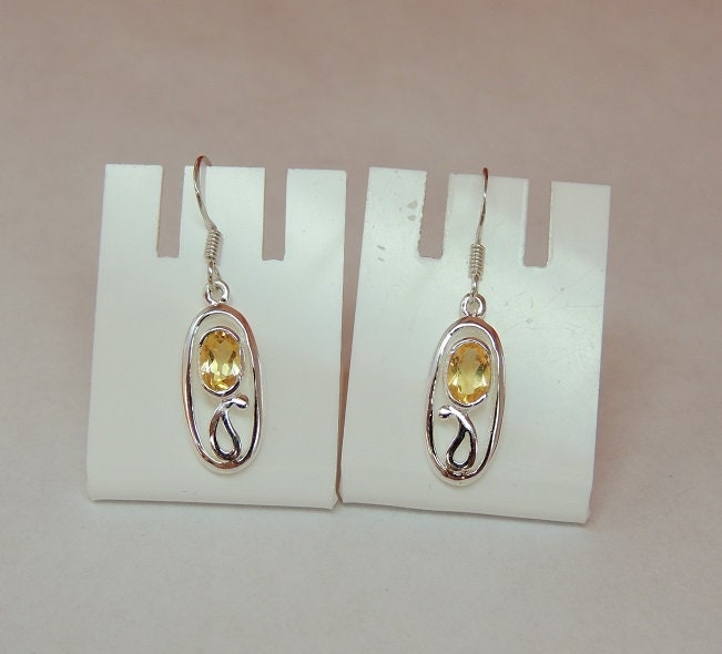 Edle 0,8 Carat echte Citrin Ohrhanger 925 Silber Ohrschmuck Ohrring Edelstienschmuck
