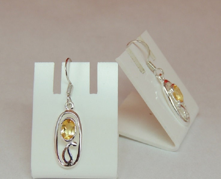 Edle 0,8 Carat echte Citrin Ohrhanger 925 Silber Ohrschmuck Ohrring Edelstienschmuck