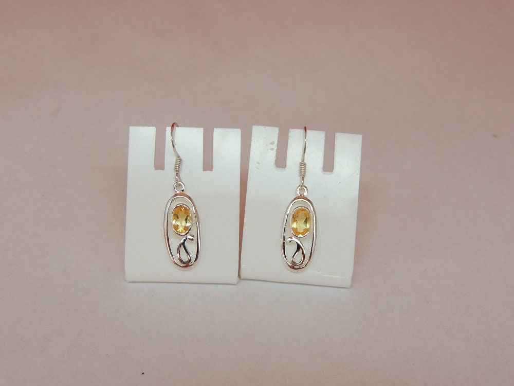 Edle 0,8 Carat echte Citrin Ohrhanger 925 Silber Ohrschmuck Ohrring Edelstienschmuck