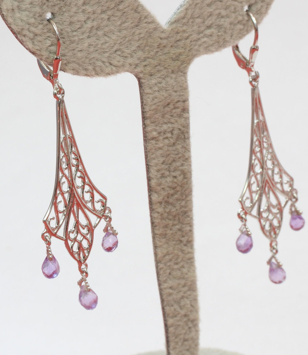 Edler 3,75 Carat Amethyst Brisur Ohrhanger 925 Silber violetter Edelstein Ohrschmuck