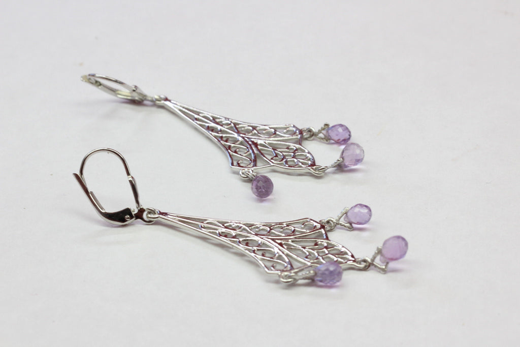 Edler 3,75 Carat Amethyst Brisur Ohrhanger 925 Silber violetter Edelstein Ohrschmuck