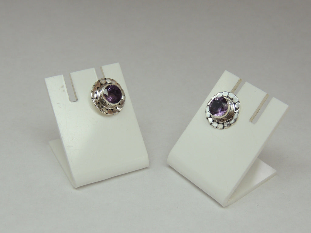 Edle 1,2 Carat leuchtende Amethyst Ohrstecker 925 Silber violetter Edelstien Top