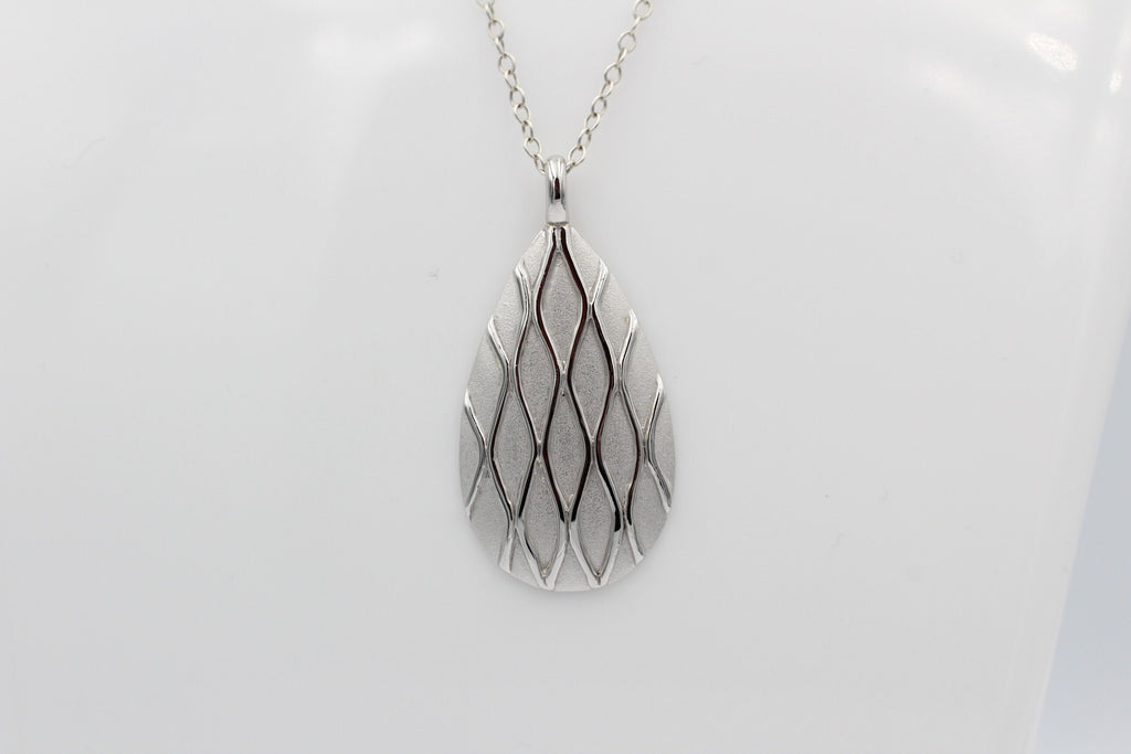 Anhänger Tropfen 925 Sterling Silber matt mattiert Silberanhänger Collier Kette