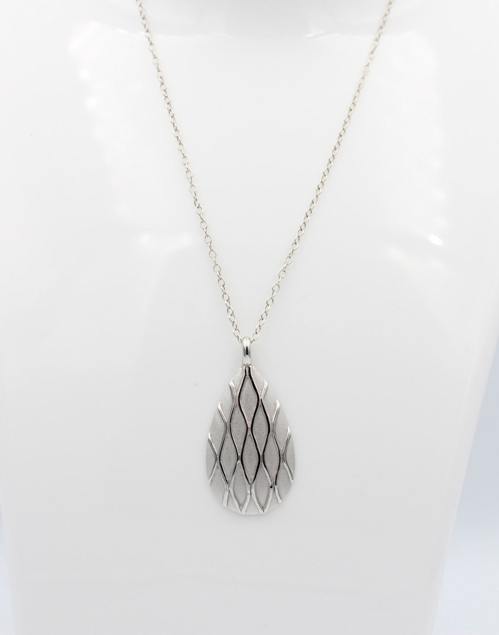 Anhänger Tropfen 925 Sterling Silber matt mattiert Silberanhänger Collier Kette