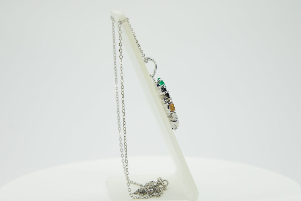 4,6 Carat Multi Edelstein Anhanger 925 Silber Collier Kette Top Edelstiene