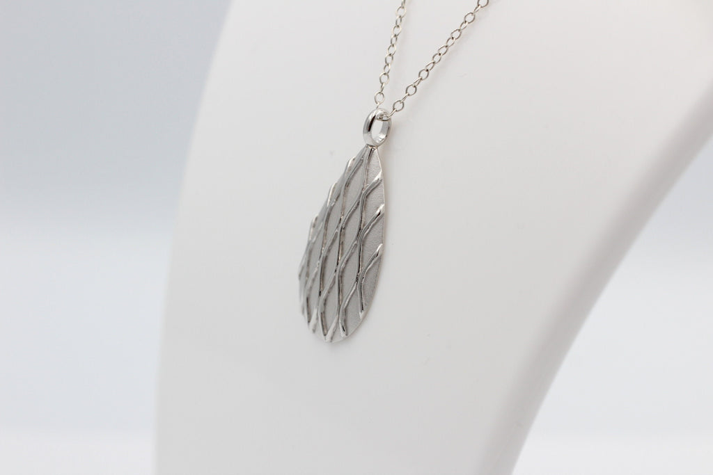 Anhänger Tropfen 925 Sterling Silber matt mattiert Silberanhänger Collier Kette
