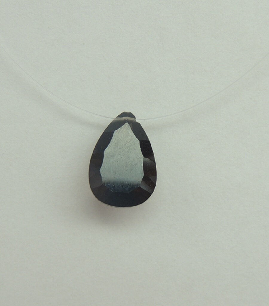 2,0 Carat Concave Schliff Rauchquarz Collier schwebender Stein 925 Silber ca 43 cm
