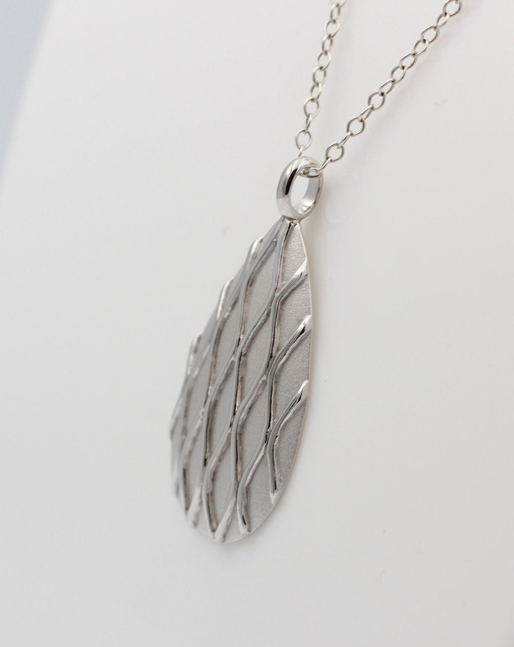 Anhänger Tropfen 925 Sterling Silber matt mattiert Silberanhänger Collier Kette