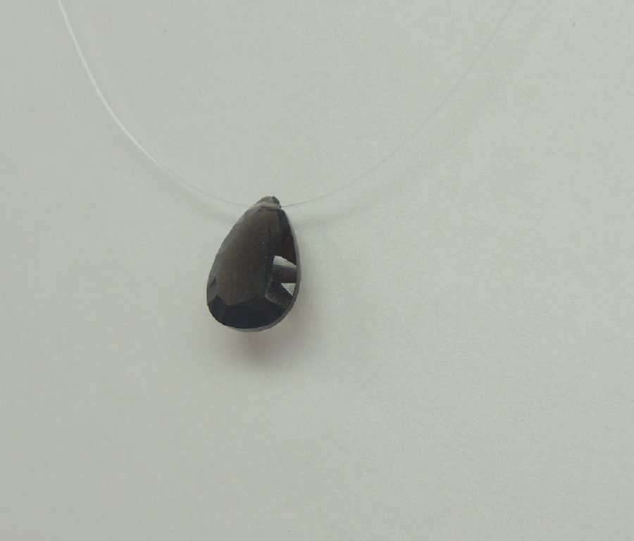2,0 Carat Concave Schliff Rauchquarz Collier schwebender Stein 925 Silber ca 43 cm