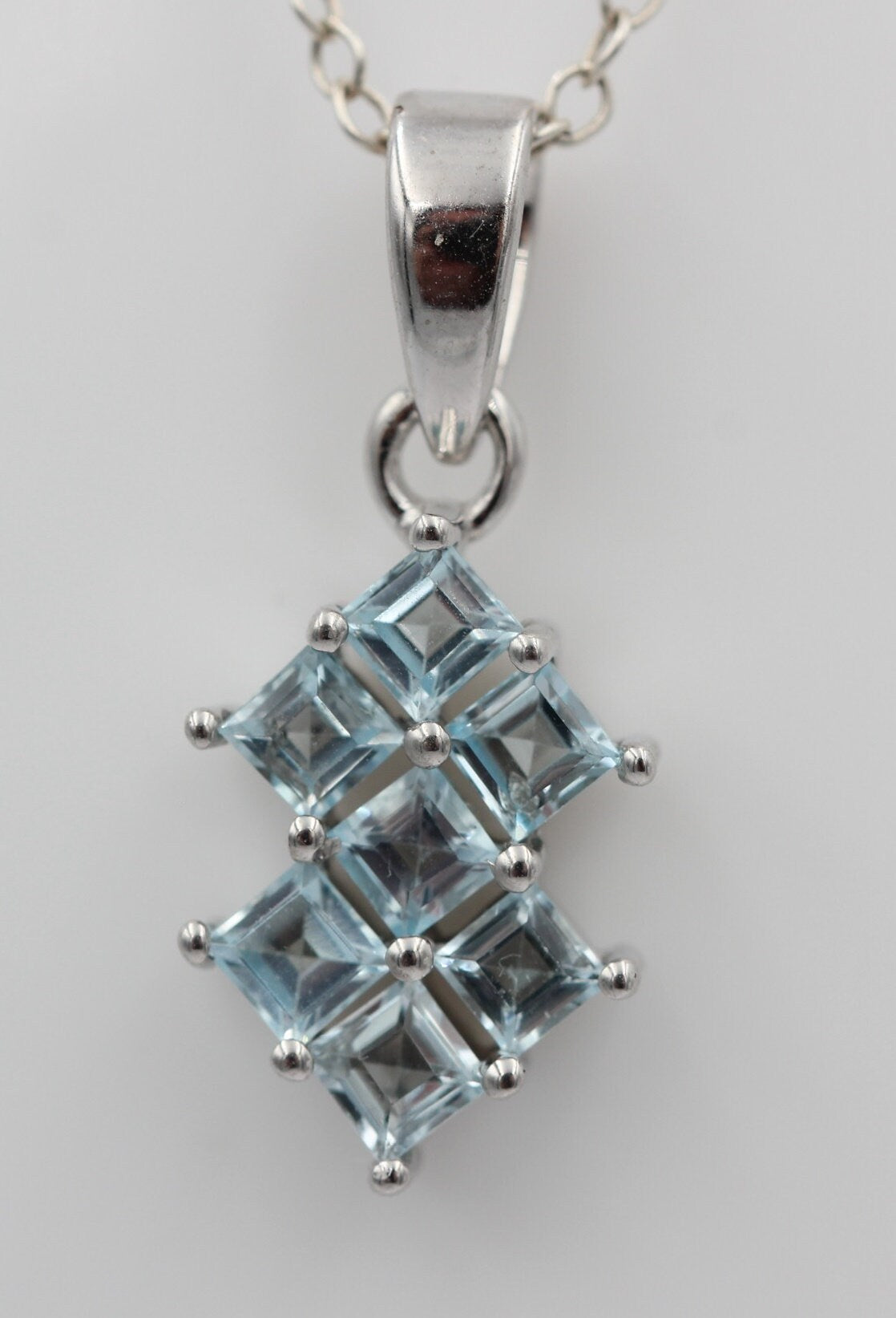 Edler 1,9 Blautopas Anhänger 925 Silber Collier Kette himmelblauer Topas  Edel