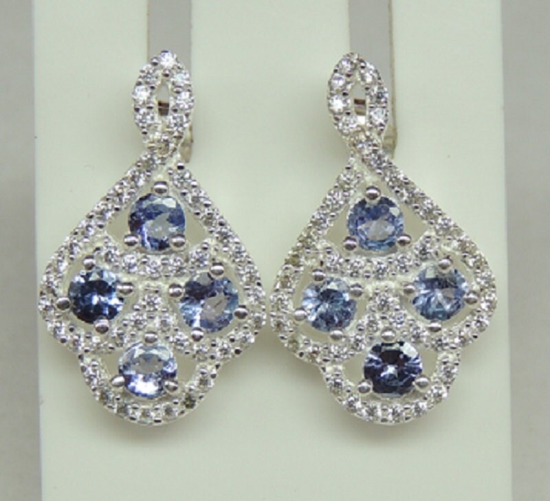 Edle 0,8 Carat echte Tansanit Ohrstecker 925 Silber mit Zirkonia top..aus Tansania