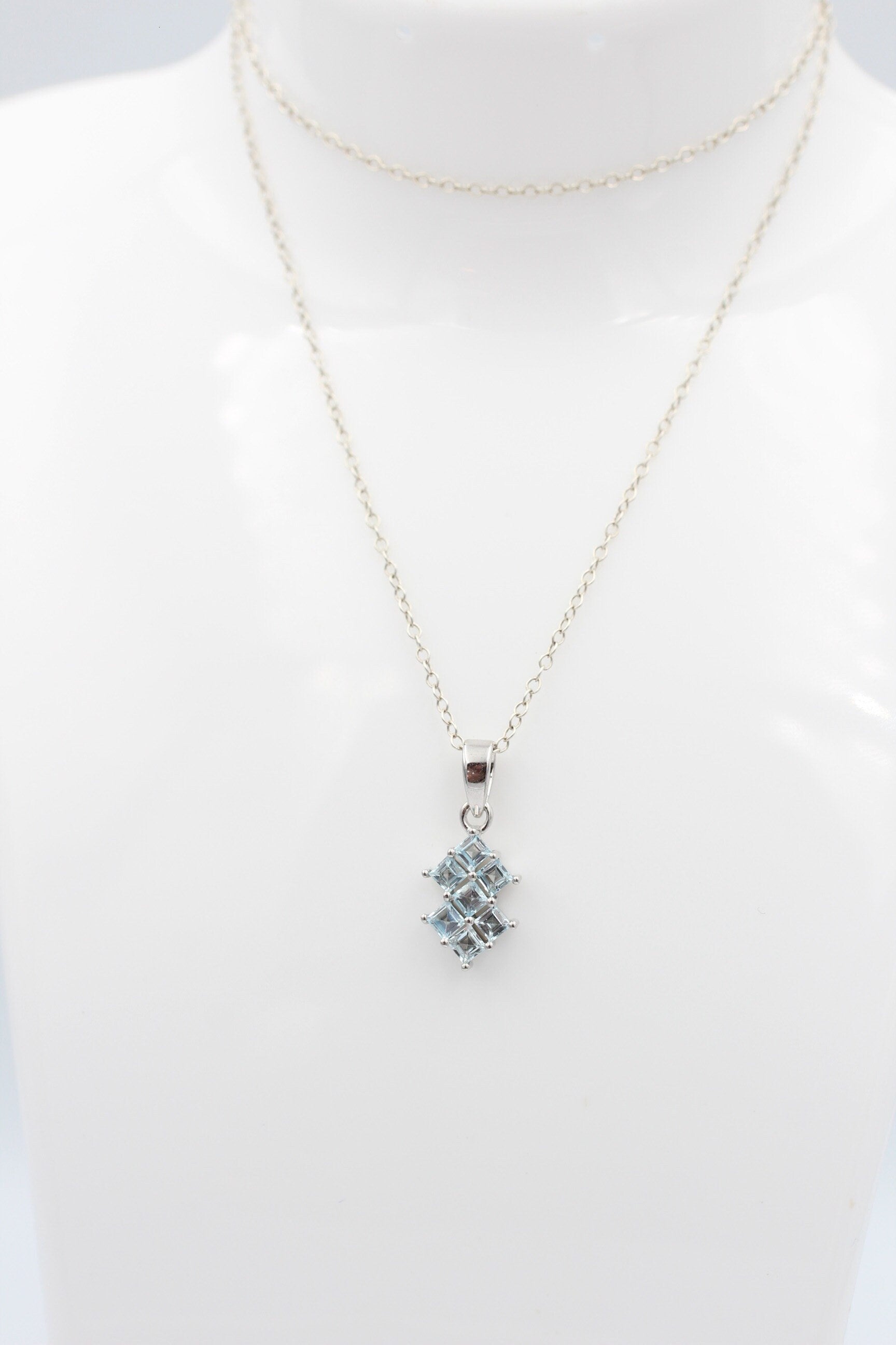Edler 1,9 Blautopas Anhänger 925 Silber Collier Kette himmelblauer Topas  Edel