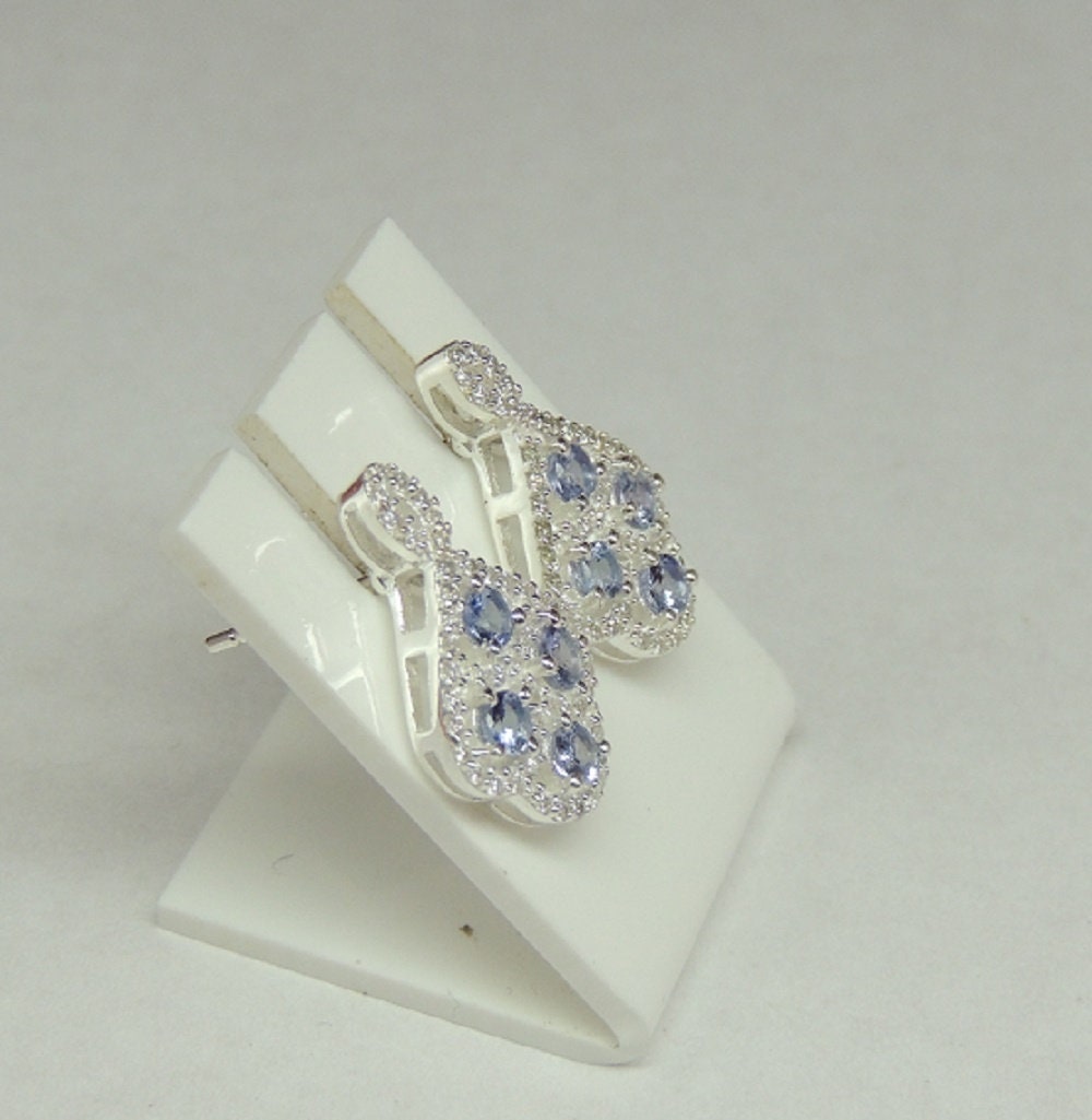 Edle 0,8 Carat echte Tansanit Ohrstecker 925 Silber mit Zirkonia top..aus Tansania