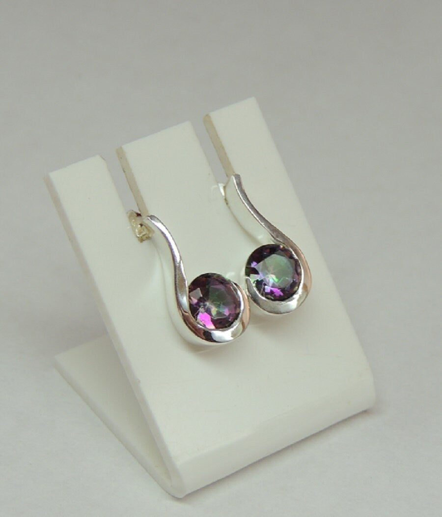 Edle 1,6 Carat Mystic Topas Ohrstecker 925 Silber Ohrring Edelsteinohrstecker