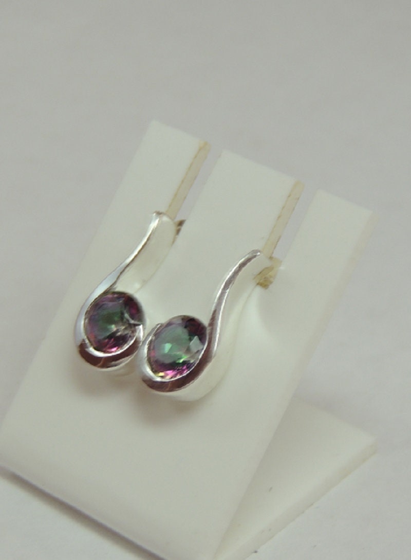 Edle 1,6 Carat Mystic Topas Ohrstecker 925 Silber Ohrring Edelsteinohrstecker